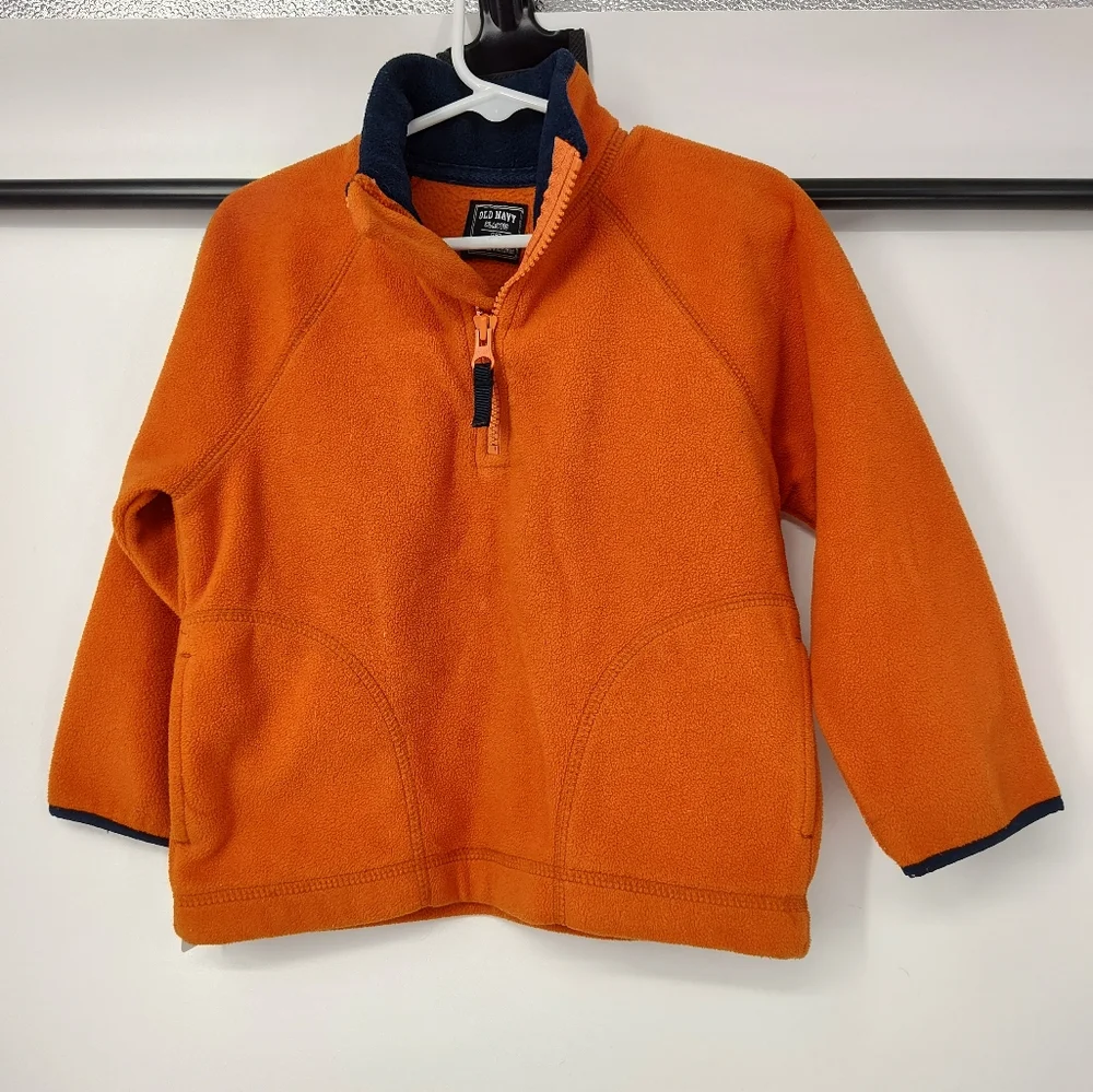 Old Navy Kids Classic Orange Fleece Quarter Zip Jacket Size 3T